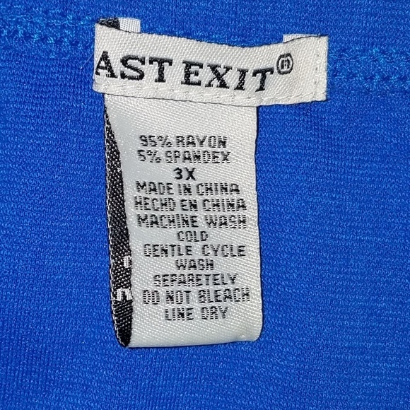 Last Exit Skirt Size 3X Gray White Blue Color Block Stripes Elastic Waistband - Picture 4 of 5